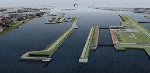 Cruise and new sea lock Amsterdam