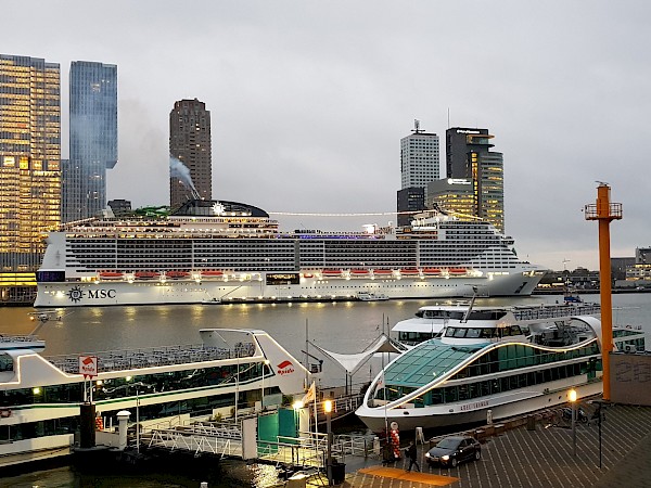 MSC Grandiosa. Her first visit to Rotterdam