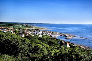 Vue over beautiful Mölle from the nature reserve Kullaberg