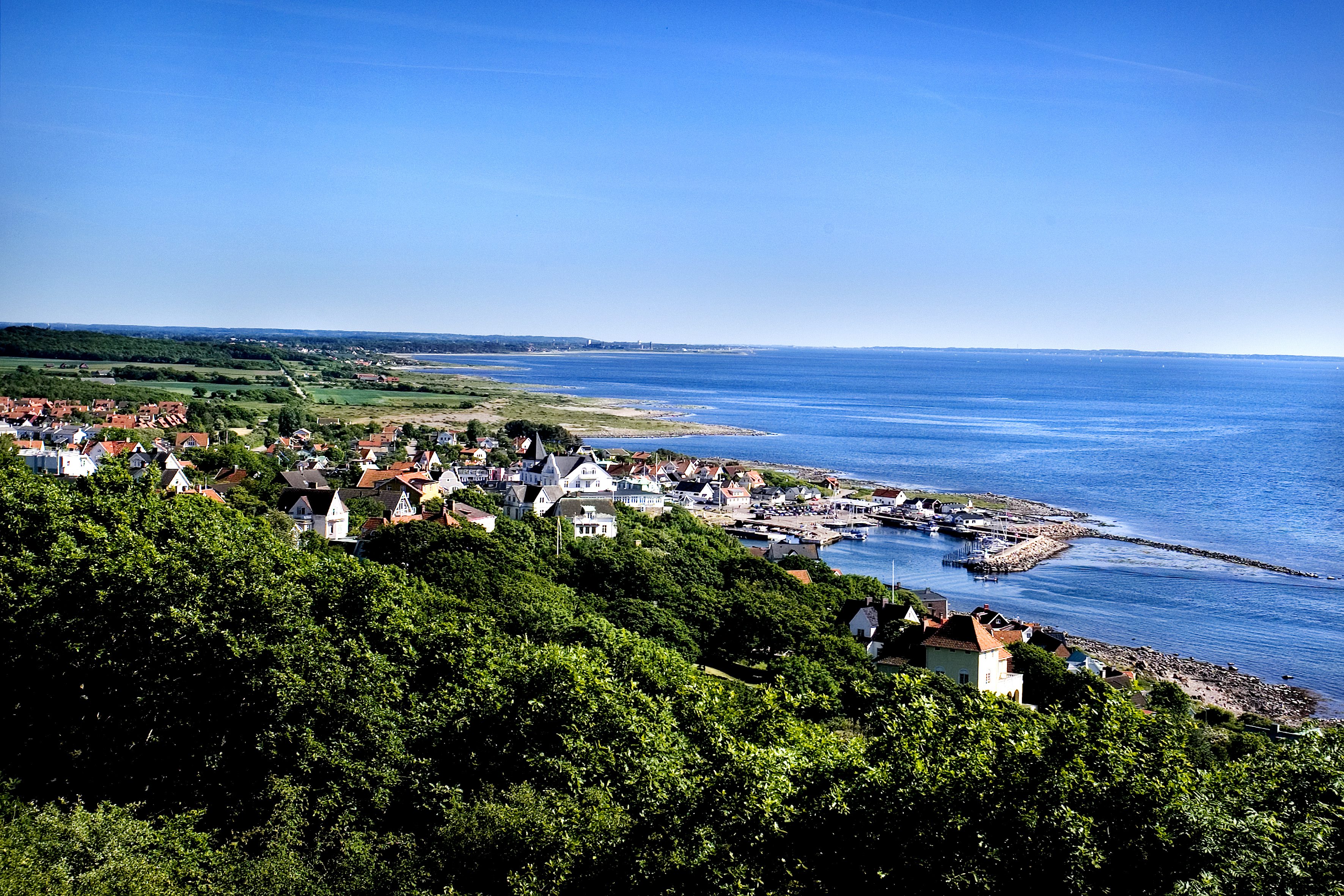 Vue over beautiful Mölle from the nature reserve Kullaberg