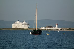 The World at anchor in Galway Bay in 2013