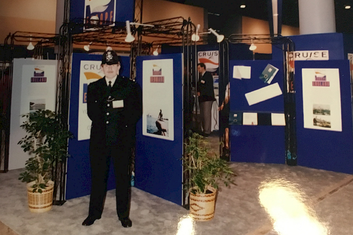 Bernie Long from the Port of Tilbury police on the first Cruise Europe stand, © Captain Iain Dunderdale
